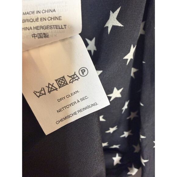 J. Crew Collection 100% Silk Black With White Stars Print Dress, Lined Size 6 - Picture 3 of 7